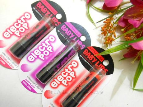 Maybelline Baby Lips Electro Pop Berry Bomb, Oh! Orange!, Pink Shock : Review, Swatches