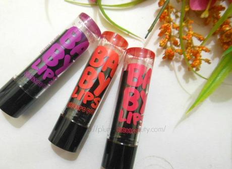 Maybelline Baby Lips Electro Pop Berry Bomb, Oh! Orange!, Pink Shock : Review, Swatches