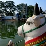 Nandi, the vehicle of Lord Shiva, looking to the lingam