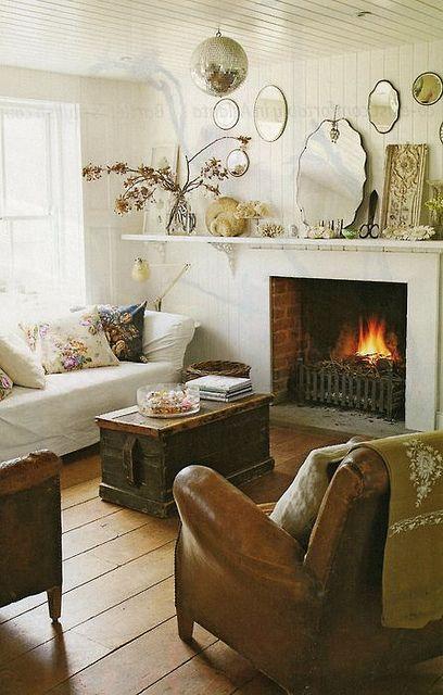 Home and Garden Vintage Living Room and Fireplace by karapaslay, via Flickr
