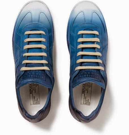 Blue Mood:  Maison Martin Margiela Dégradé Panelled Leather Sneakers