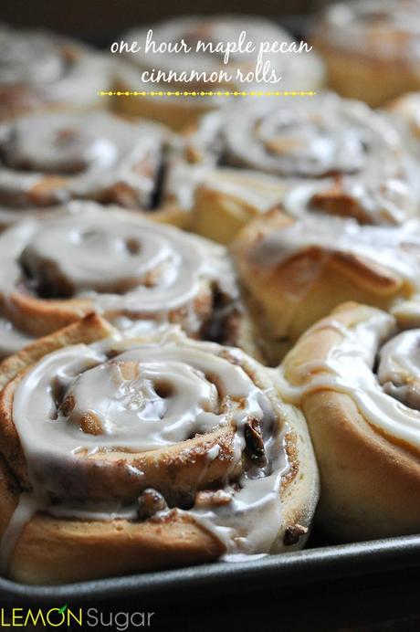 One Hour Maple Pecan Cinnamon Rolls