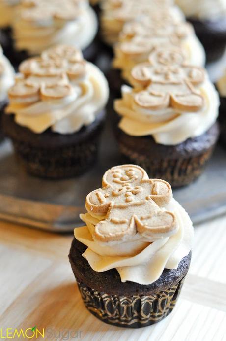 Chocolate Gingerbread Cupcakes with Brown Sugar Buttercream