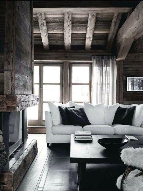 Love color contrast, mix of rustic architecture with contemporary furniture.