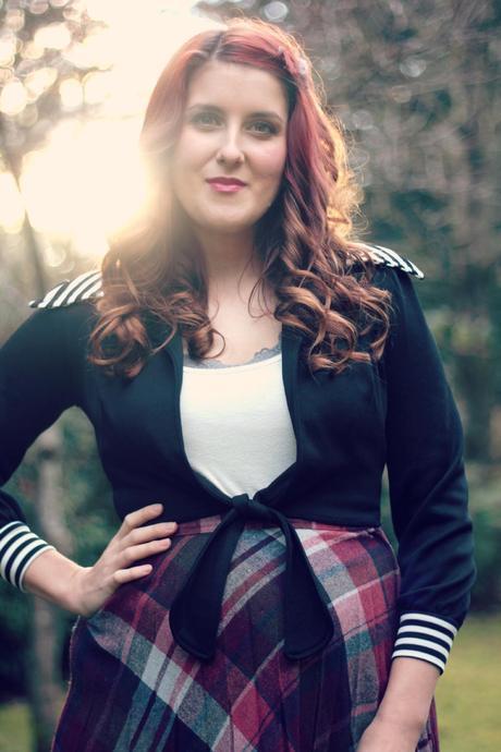 Vintage Plaid Skirt and Striped Bolero | www.eccentricowl.com