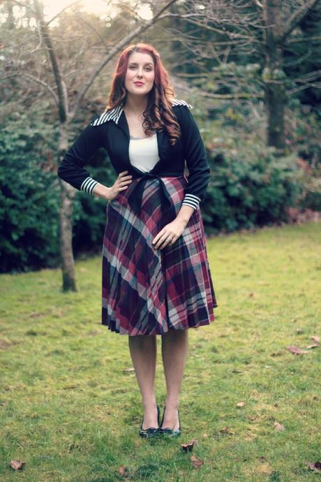 Vintage Plaid Skirt and Striped Bolero | www.eccentricowl.com