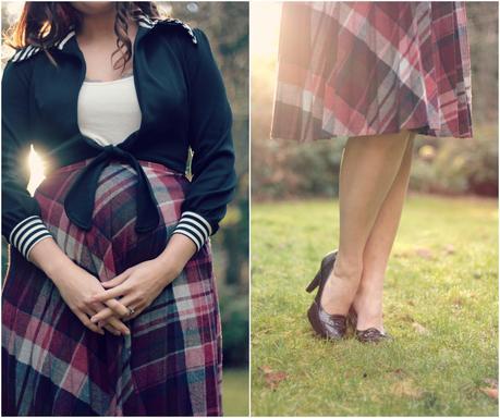 Vintage Plaid Skirt and Striped Bolero | www.eccentricowl.com