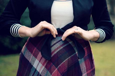 Vintage Plaid Skirt and Striped Bolero | www.eccentricowl.com