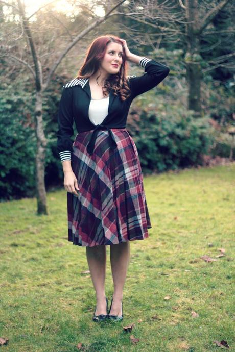 Vintage Plaid Skirt and Striped Bolero | www.eccentricowl.com