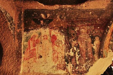 Some of the frescos were in better shape than others, depending on how much sunlight was let into a room. This one has also been repeatedly destroyed throughout the centuries.