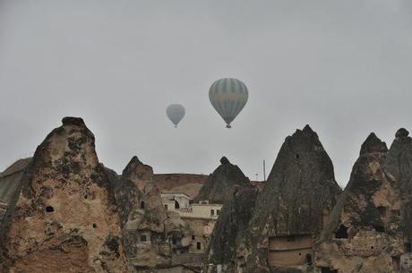 The balloon rides are very famous in Cappaocia, and though there are only a few dozen of them in the air during the winter, apparently in the summer you can see hundreds.