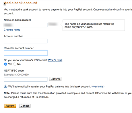 Link Bank account to your PayPal account : eAskme