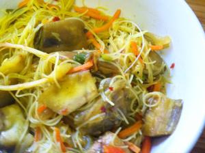 Spicy Curry Rice Noodles w Eggplant