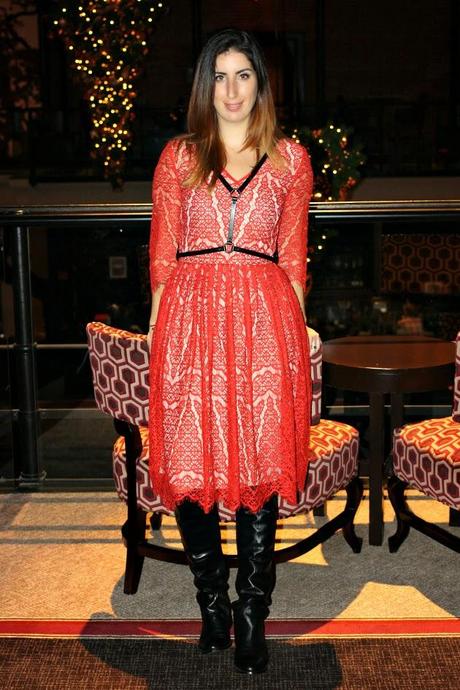 Customized Red Lace Dress from eShakti