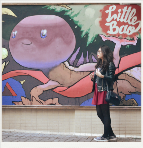 Daisybutter - Hong Kong Fashion and Lifestyle Blog: what i wore, Sheung Wan street art, how to style a leather jacket girlish, how to wear slip-ons
