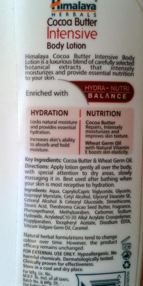 Himalaya Cocoa Butter Intensive Body Lotion Review