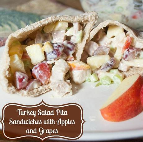 Sweet Turkey Salad Pita Sandwiches with Apples and Grapes