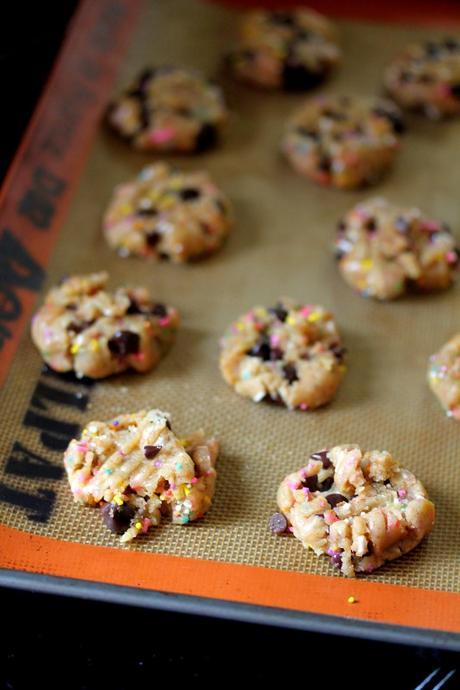 Peanut Butter Chocolate Chip Sprinkle Cookies AKA the best, most exciting cookies ever!