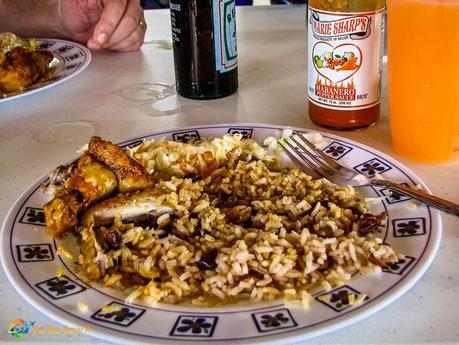 chicken and rice lunch in Belize