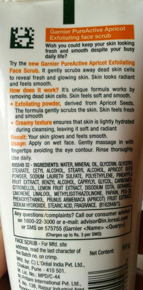 Garnier Skin Naturals Pure Active Exfoliating Apricot Face Scrub Review