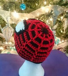 Crocheted Spiderman inspired character hat