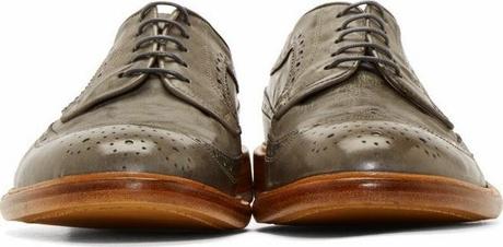 Nattily Neutral:  Paul Smith Washed Grey Leather Longwing Brogues