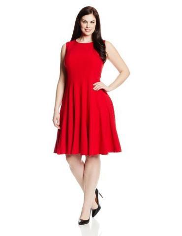Calvin Klein - Women's Plus-Size Sleeveless Solid Flare Dress