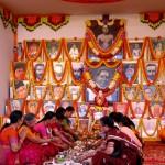 The women on the dais during the Lalaitha Puja