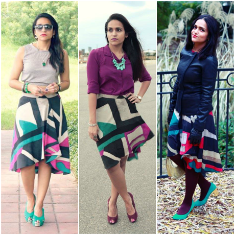 Three Ways To Style A Hi Low Printed Skirt, Tanvii.com