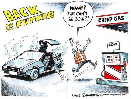 Cheap Gasoline © Dave Granlund,Politicalcartoons.com,gas, fuel, pumps, prices, low, cuts, dropping, oil, petroleum, wells, drilling, saudis, opec, lower, tank, gasoline, costs, savings, mpg, cheaper