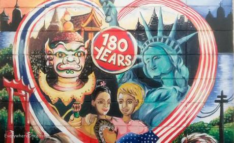 Mural outside the U.S. Embassy in Bangkok – 180 Years of Friendship