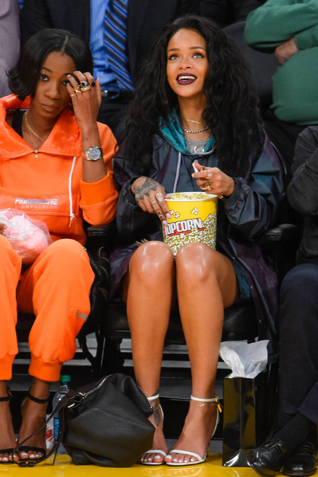 Rihanna Attends Lakers Game