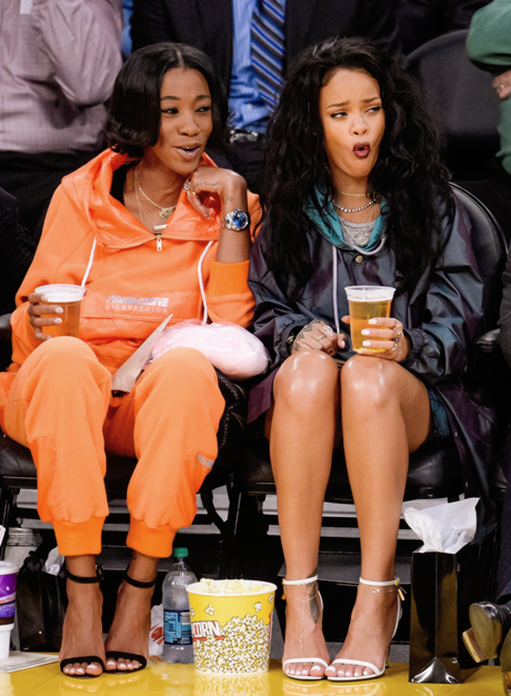 Rihanna Attends Lakers Game