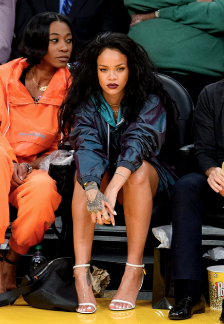 Rihanna Attends Lakers Game