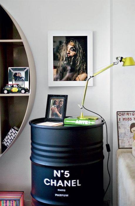 10 Unusual Things to Use as a Nightstand (love the barrel, but not the Chanel)