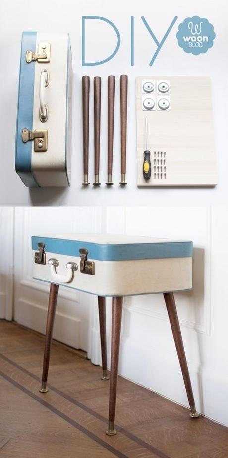 DIY vintage suitcase table- I may have just found the nightstands I was looking for to complete my guest bedroom!