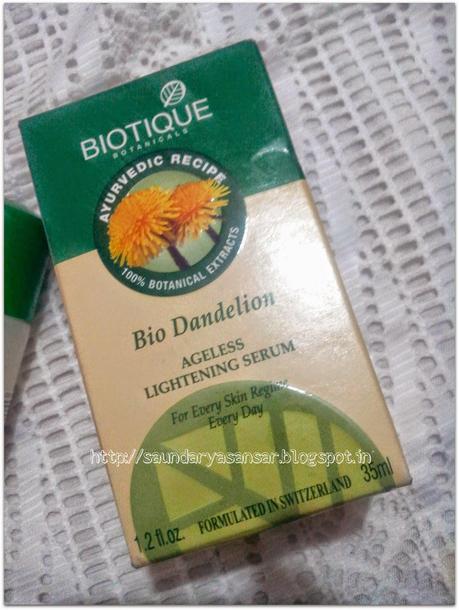 Biotique Botanicals Bio Dandelion Ageless Lightening Serum..for every skin regime every day-Review