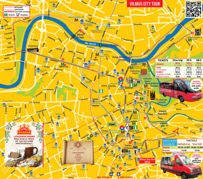 Vilnius City Tour: My Audio Guided Bus Tour of Lithuania’s Capital Map of the Vilnius City Tour