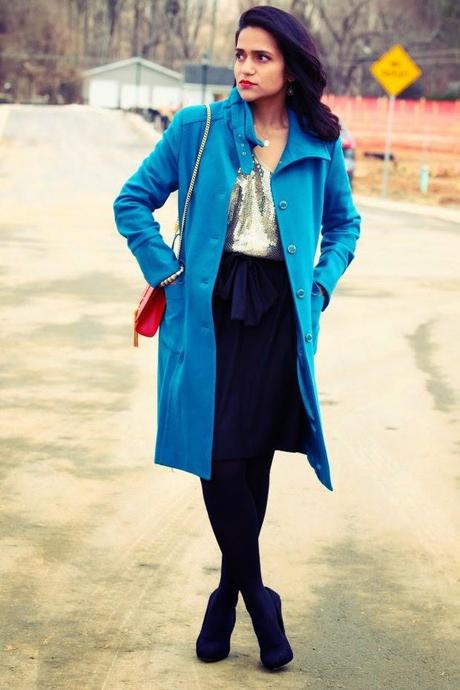 Top - Michael Kors, Skirt - Rachel Roy, Shoes - Dolce Vita, Bracelet - Crazy & Co.,  Coat - Kenneth Cole Tanvii.com