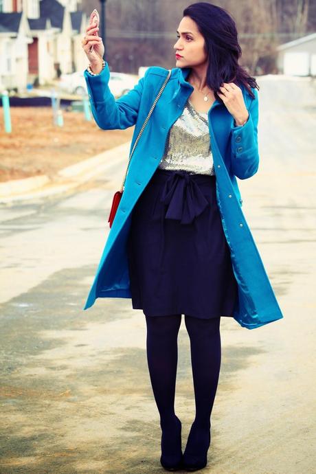 Top - Michael Kors, Skirt - Rachel Roy, Shoes - Dolce Vita, Bracelet - Crazy & Co.,  Coat - Kenneth Cole Tanvii.com