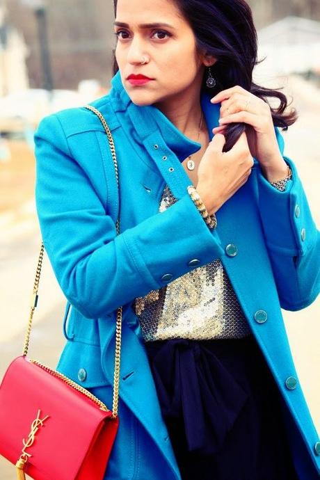 Top - Michael Kors, Skirt - Rachel Roy, Shoes - Dolce Vita, Bracelet - Crazy & Co.,  Coat - Kenneth Cole Tanvii.com