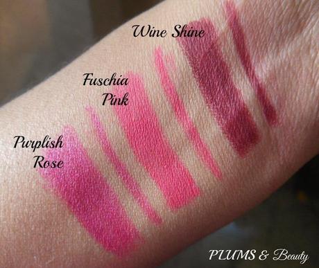 Coloressence Waterproof Lip Liner Pencil Wine Shine, Fuschia Pink, Purplish Rose : Review, Swatches, Price