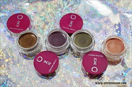 Oriflame The ONE Colour Impact Cream Eye Shadows in Golden Brown, Intense Plum, Olive Green, Rose Gold - Review, Swatches