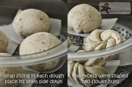 Black Sesame Steamed Buns 黑芝麻包 with Homemade Black Sesame Paste