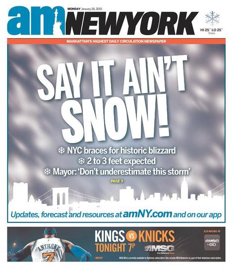 The Blizzard in the front pages