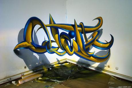 odeith-anamorphic-3d-graffiti-letters-plastic-blue-yellow-tubes