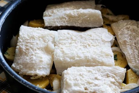 Baked Cod with Potatoes – Baccala’ al forno (Cooking with mom)
