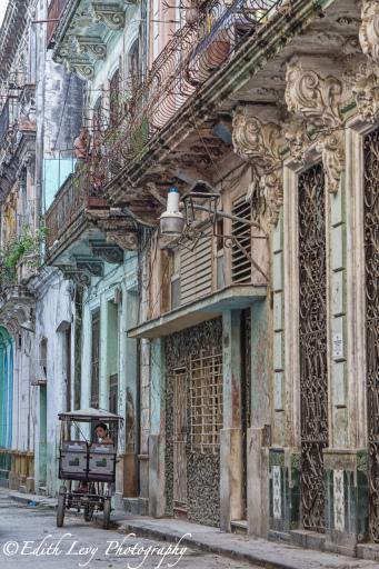 Havana, Cuba, architecture, building, cart, three wheeled cargo bike, street photography, travel photography