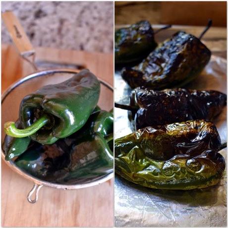 Poblano Chilies -- Before & After Roasting