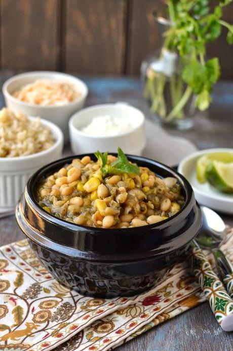 Vegetarian White Chili with Roasted Poblano Peppers